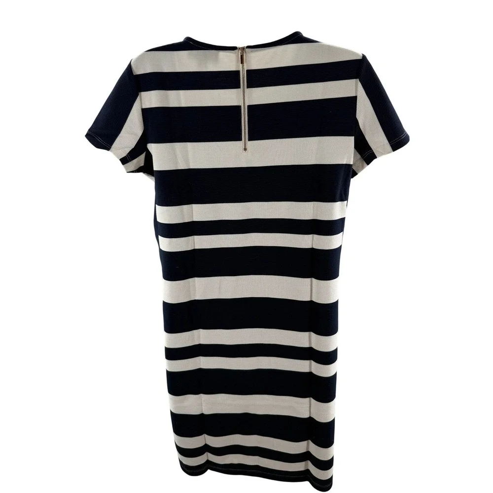 J.Crew Navy Blue White Striped Sheath Dress Womens Size 8 Sample NEW